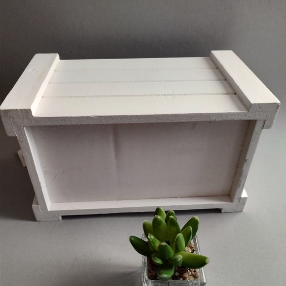 Box Wood Style Country Rustic White Handles For Coffee Station Wine Towels New - Picture 8 of 10